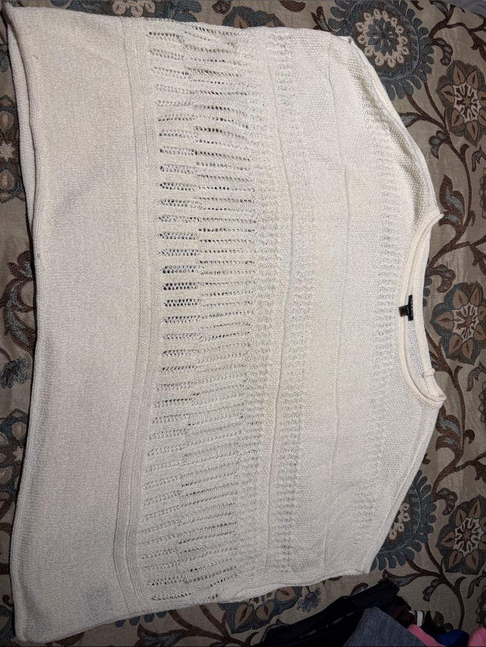 torrid Cream Openwork Crew Neck Sweater